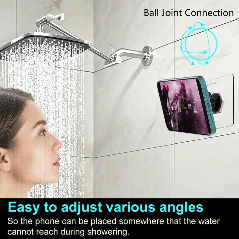 OCEANLOVE for MagSafe Wall Mount Magnetic Phone Holder, Self-Adhesive, 360 Rotatable, Waterproof, Compatible with iPhone 16/15/14/13/12,All Phones, Shower Mirror Car Glass Bathroom Kitchen(Black) - Image 2